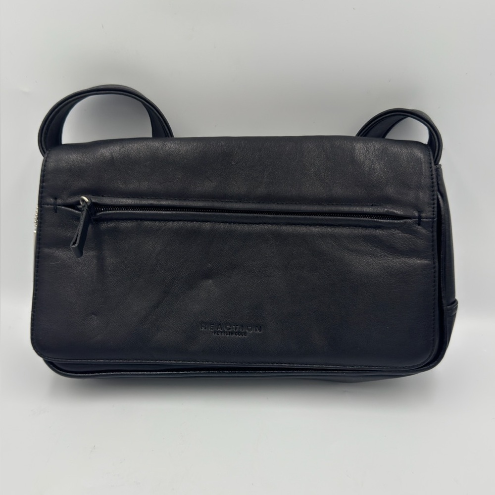 Reaction Kenneth Cole Black Leather Baguette Bag